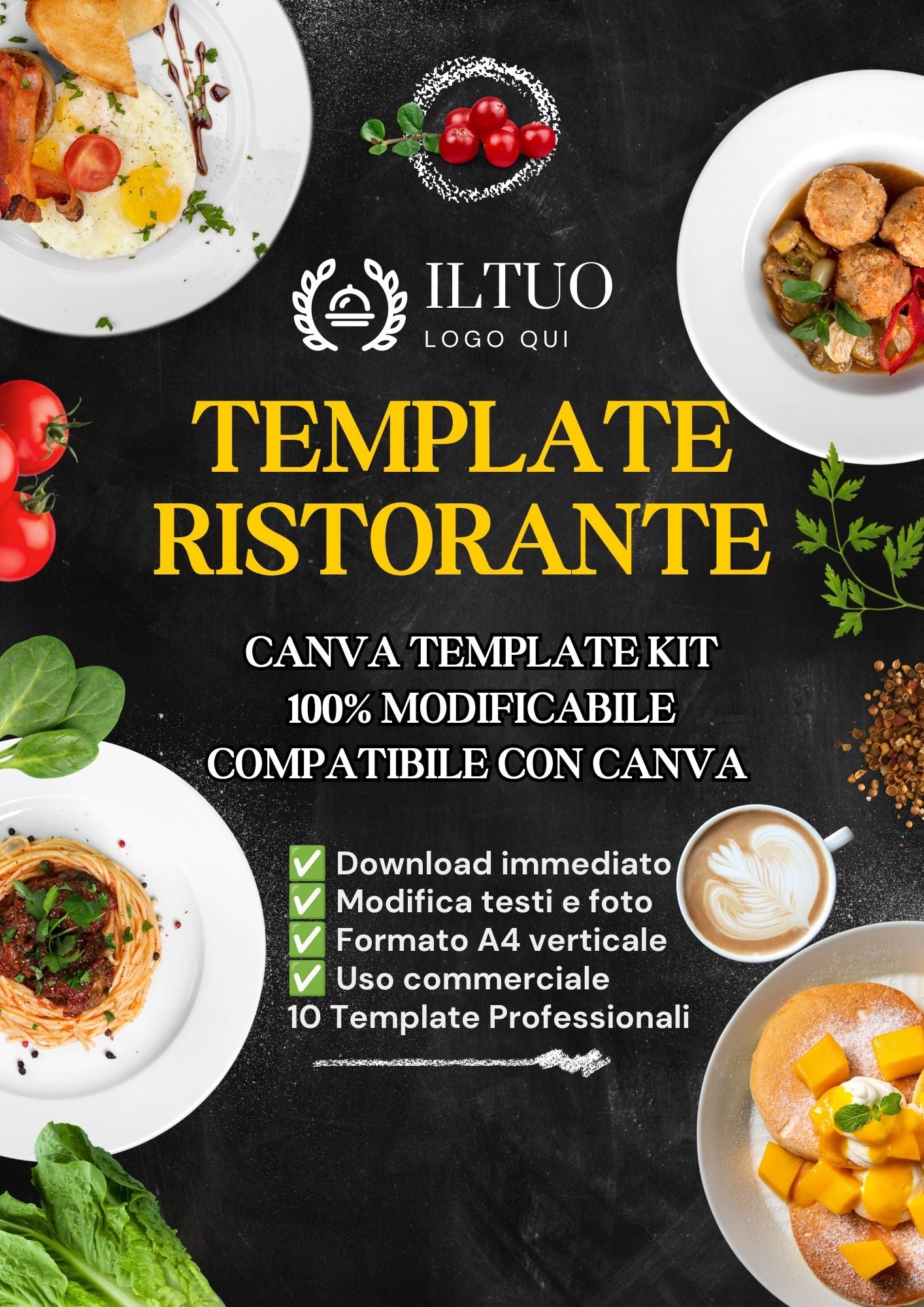 Template Canva Ristorante | 10 Post Professionali Instagram