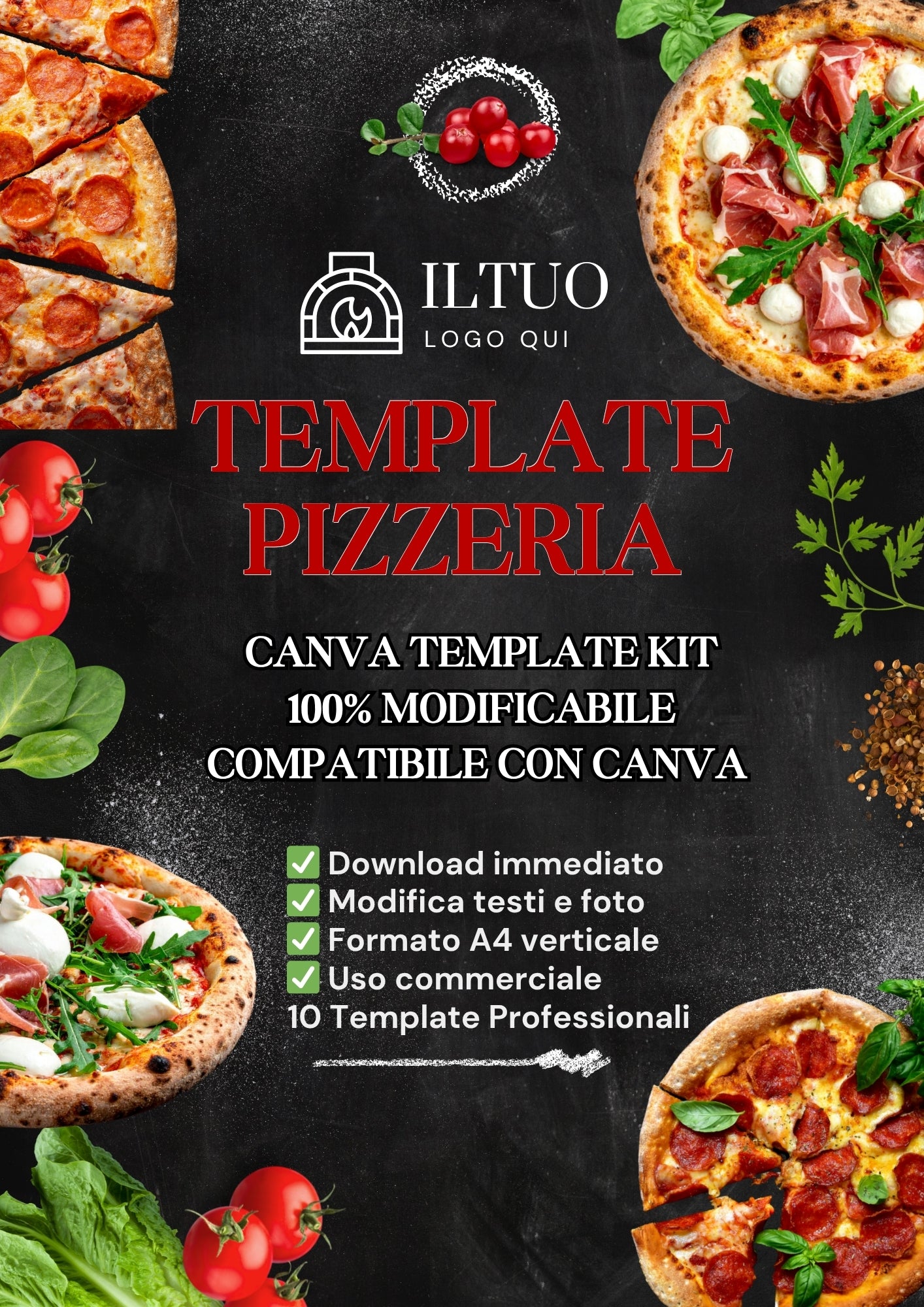 Pizzeria Premium – 10 Template Canva Professionali per Pizzerie