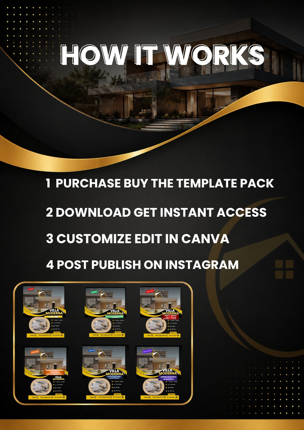 Real Estate Canva Template Kit | 10 Luxury Instagram Templates