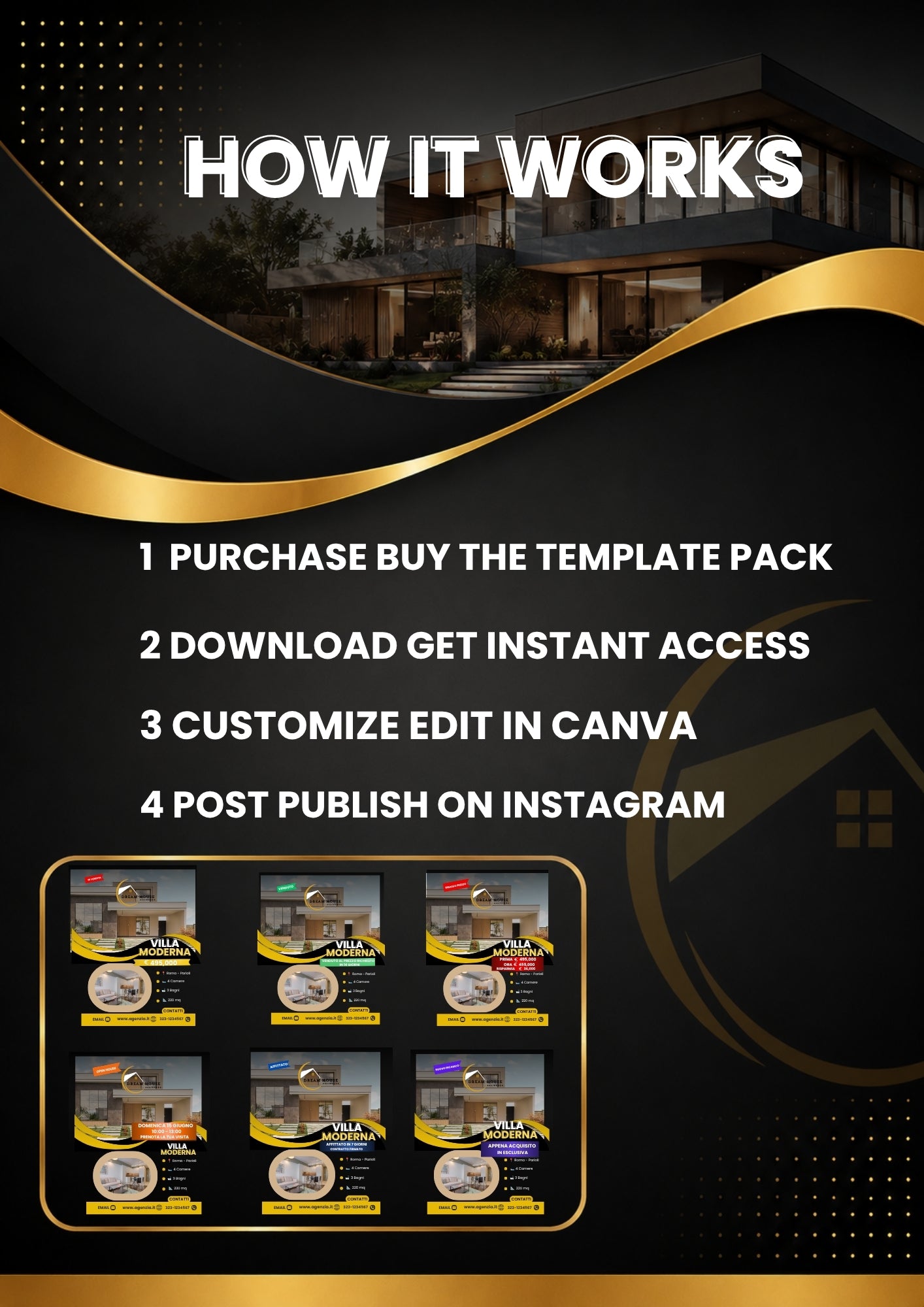 Real Estate Canva Template Kit | 10 Luxury Instagram Templates