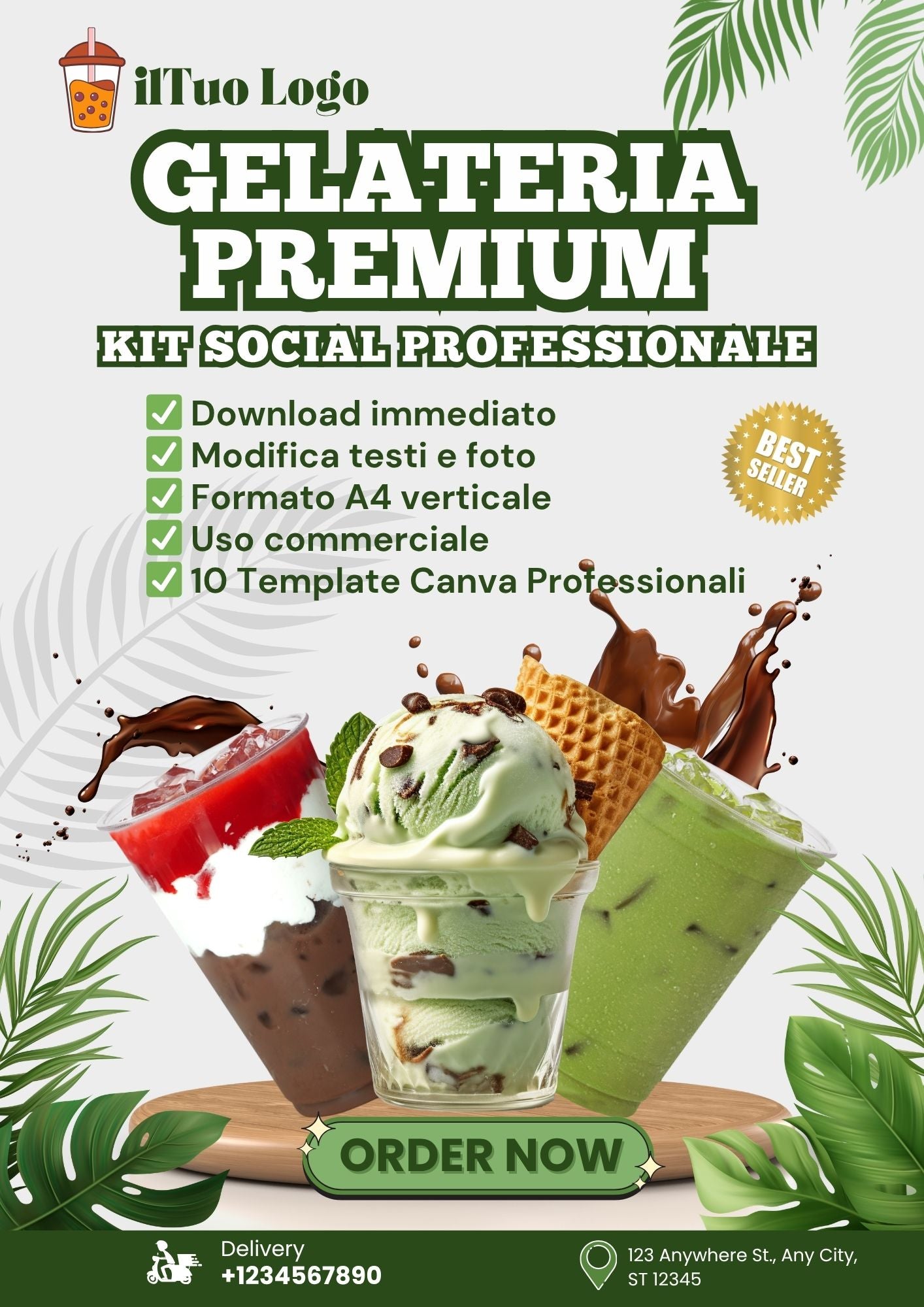 Gelateria Premium – 10 Template Canva Professionali